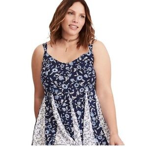 Torrid Floral Cami Top Size 1X Blue Chalice Strappy Back Size 1x